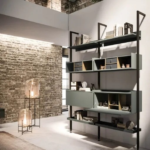 Wall-mounted Vertical bookcase in aluminum and lacquered finish by Arrital