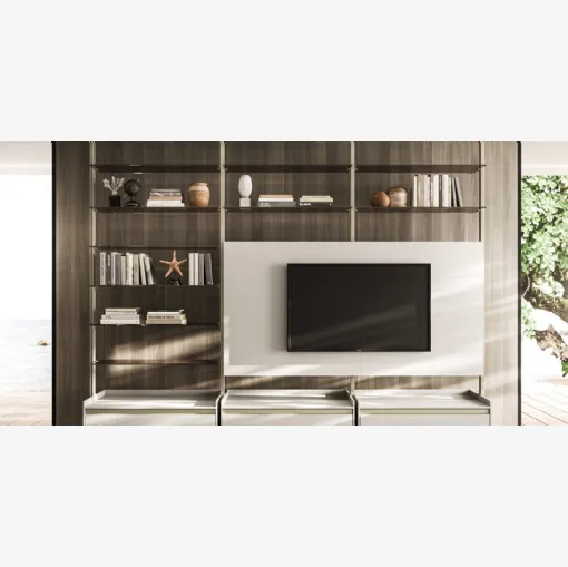 Vertical bookcase in aluminum and glass by Arrital