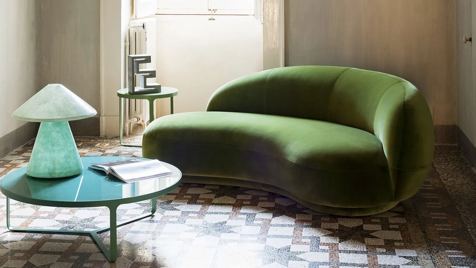 Julep velvet sofa by Tacchini