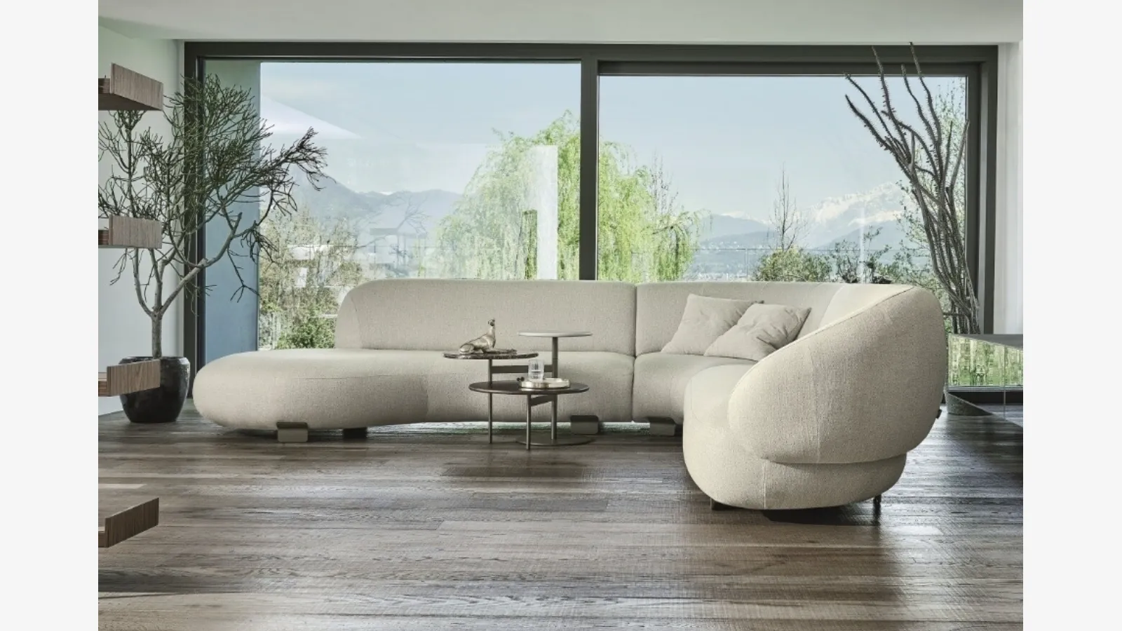 Fabric sofa with peninsula Pacific by Ditre Italia.
