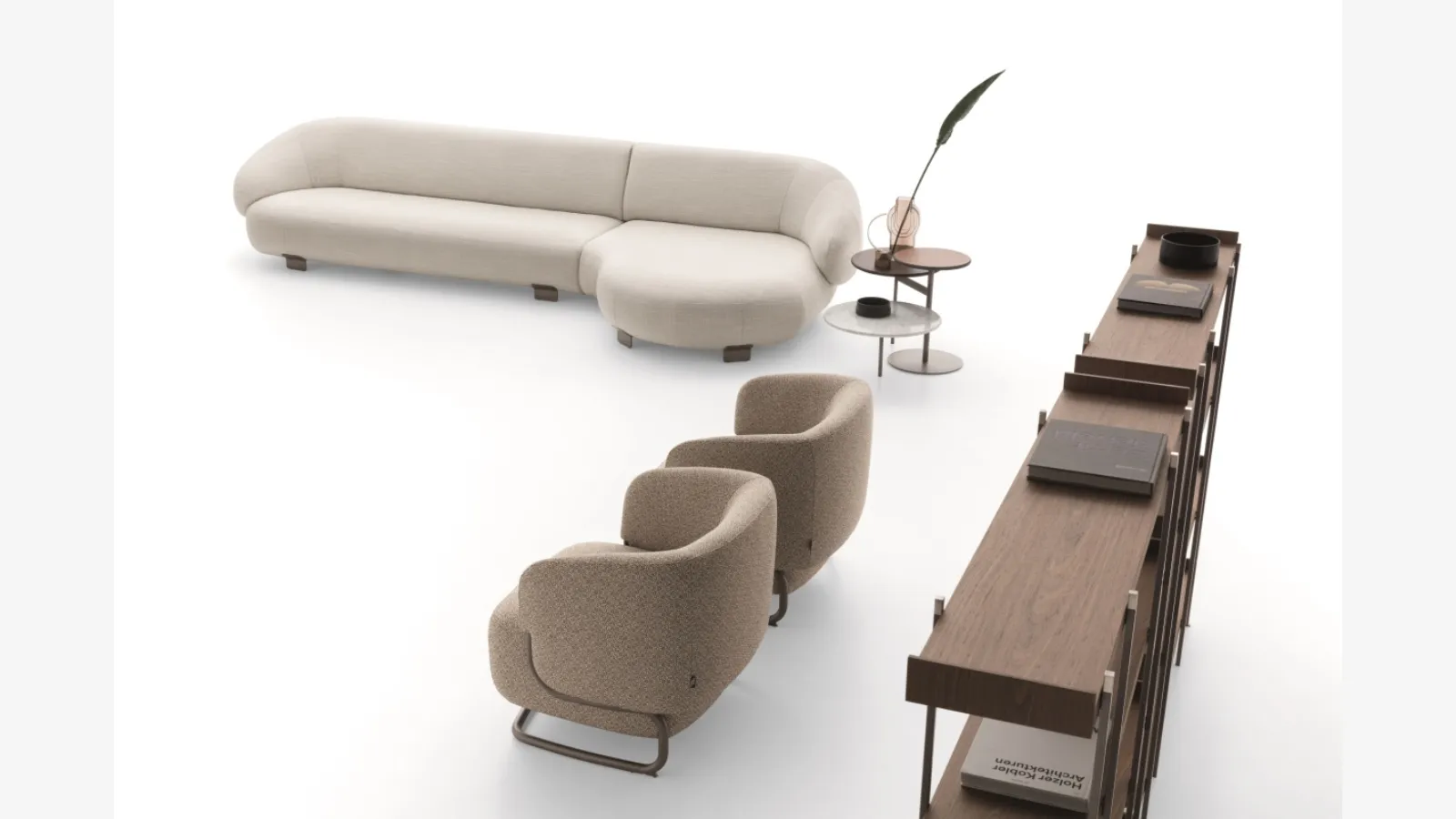 Fabric sofa with peninsula Pacific by Ditre Italia.