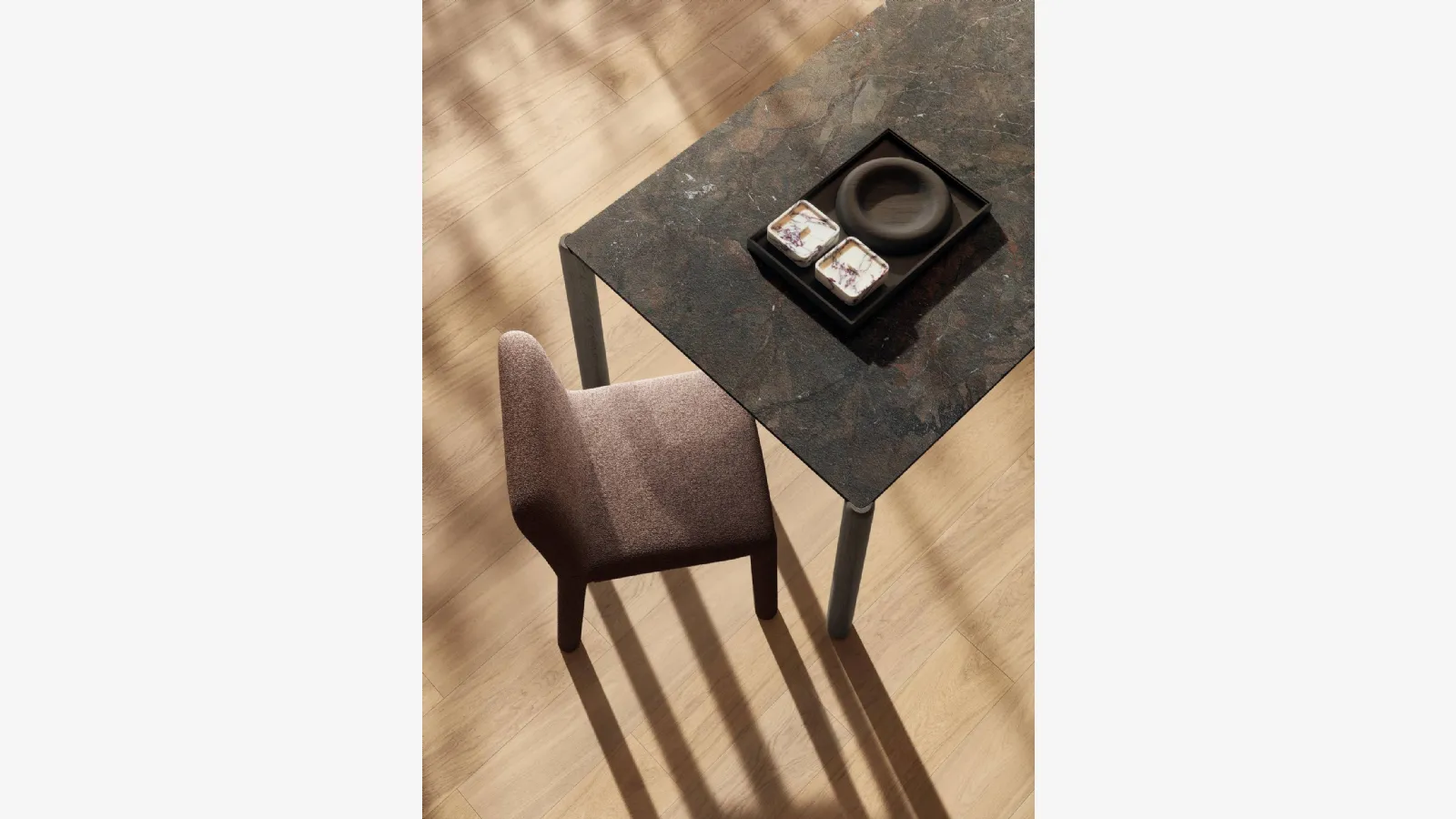 Chair upholstered in fabric Aqualta 2795 by Lago.