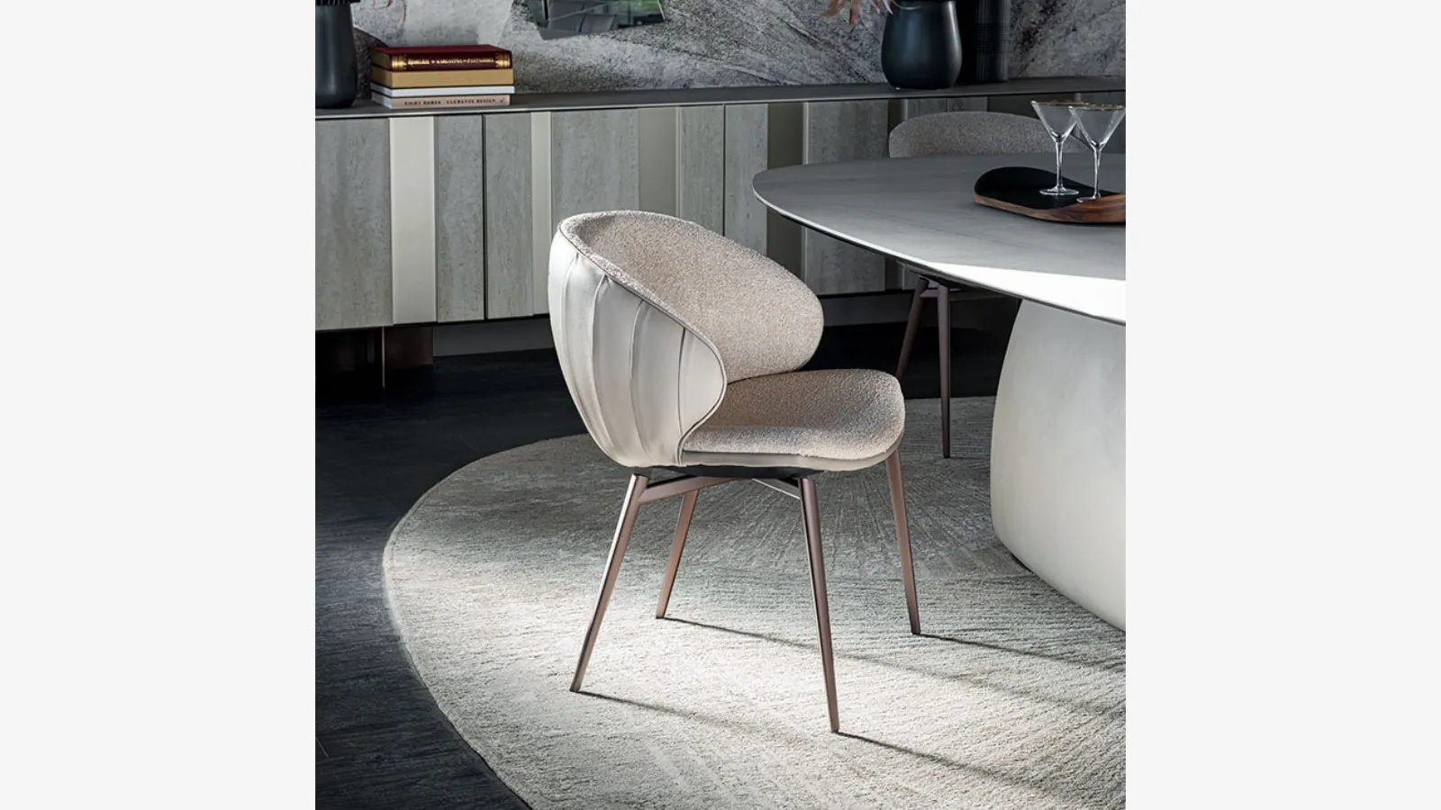 Charlotte Chair in fabric and leather by Cattelan Italia