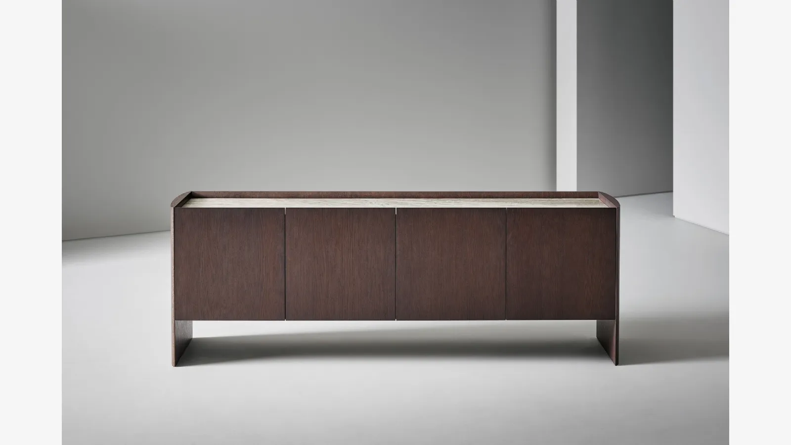 The Alicanto sideboard in wood and ceramic top with 4 doors by Bonaldo