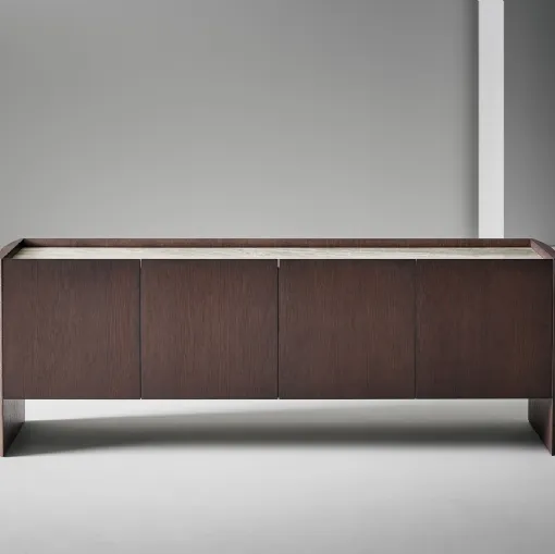 The Alicanto sideboard in wood and ceramic top with 4 doors by Bonaldo