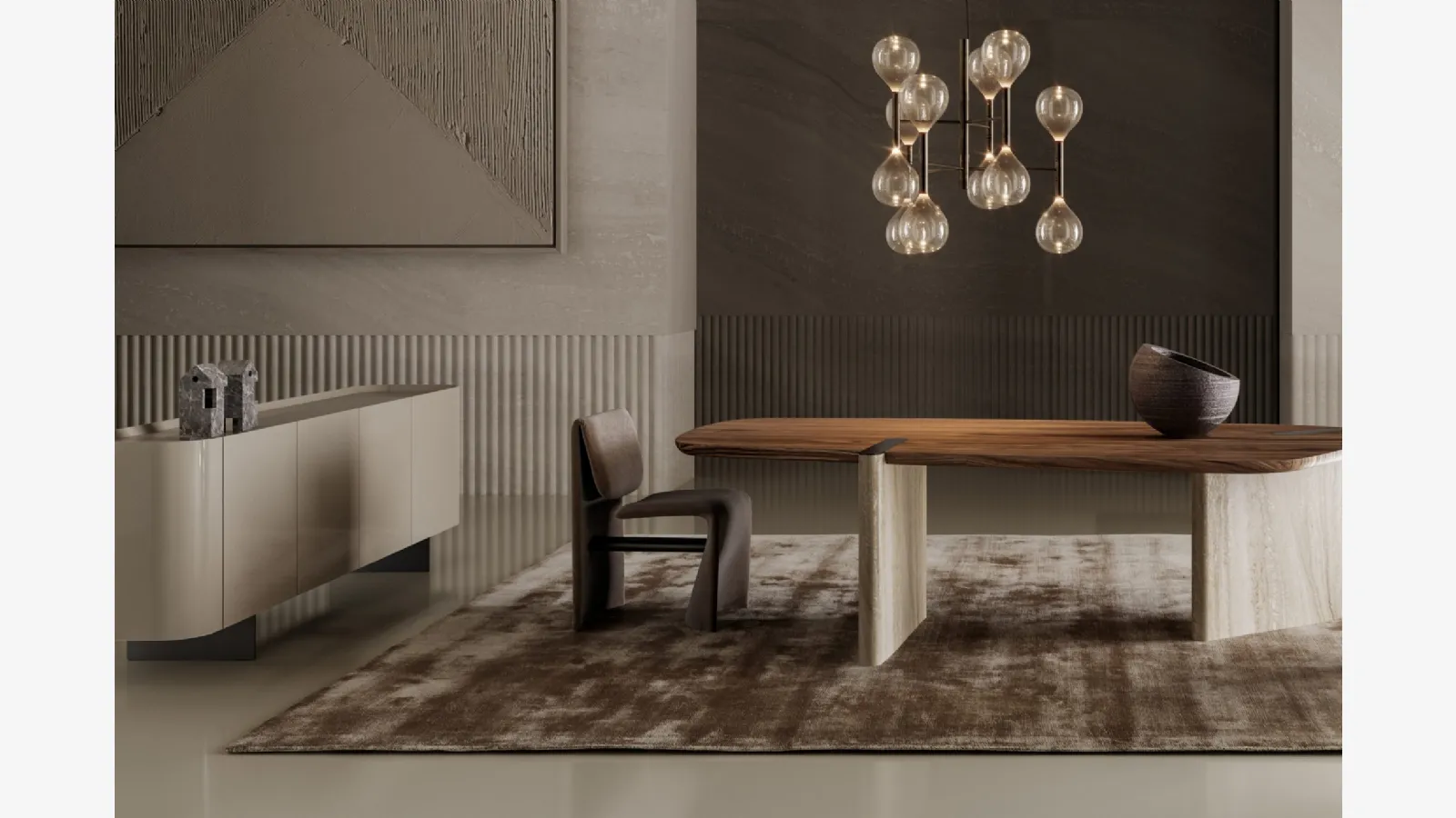 Glossy lacquered wooden cabinet Arragan by Bonaldo