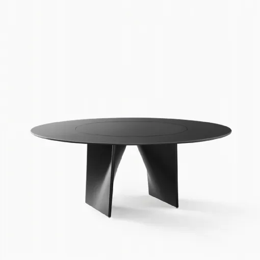 Black lacquered Lambda table with swivel top by Rimadesio.