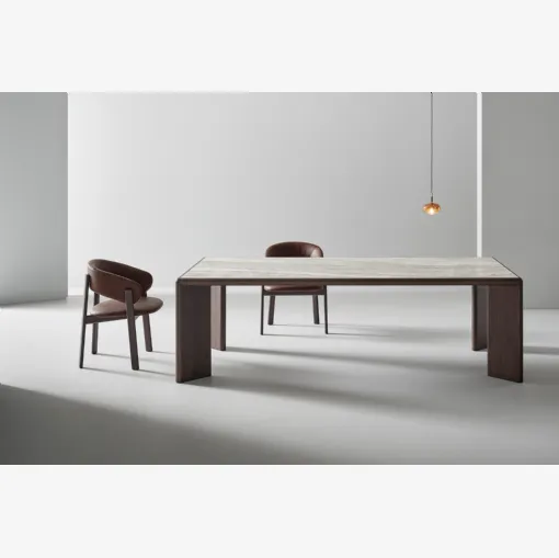 Oshi table in ceramic and wood by Bonaldo