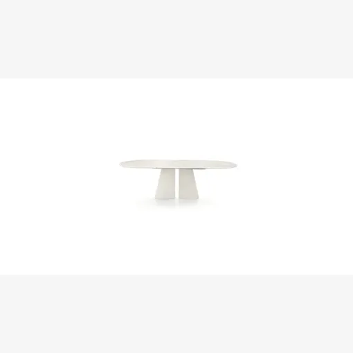 Oval Pillar table in marble and cement by Ditre Italia.