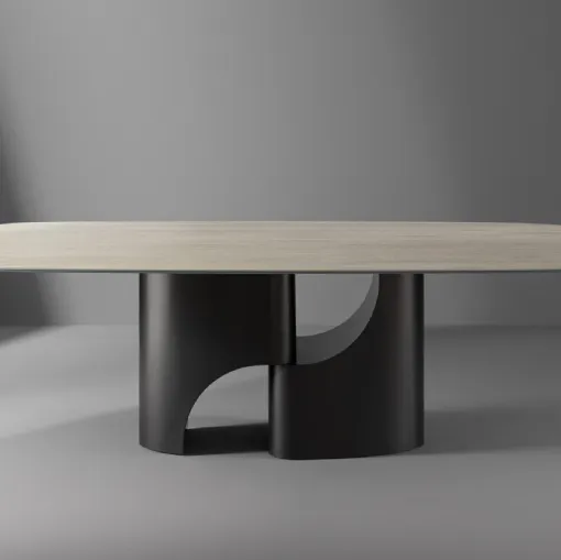 Taijitu table with ceramic top by Bonaldo.