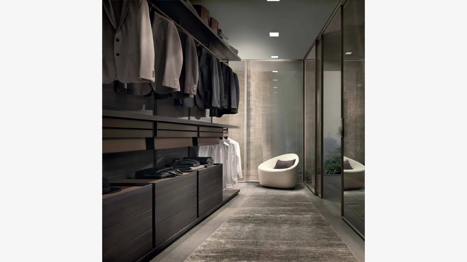 Dress Bold Larice Carbone walk-in closet by Rimadesio