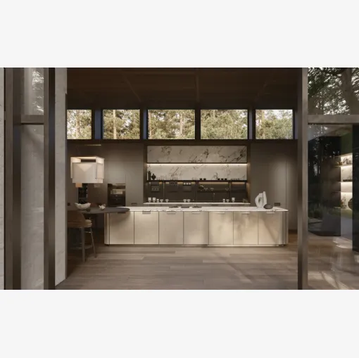 Design Kitchen with Physis island in Bronze lacquer and Iris by Molteni & C