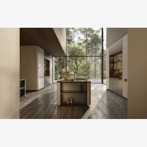 Physis Design Kitchen in Lacquered Pewter and Oak by Molteni & C
