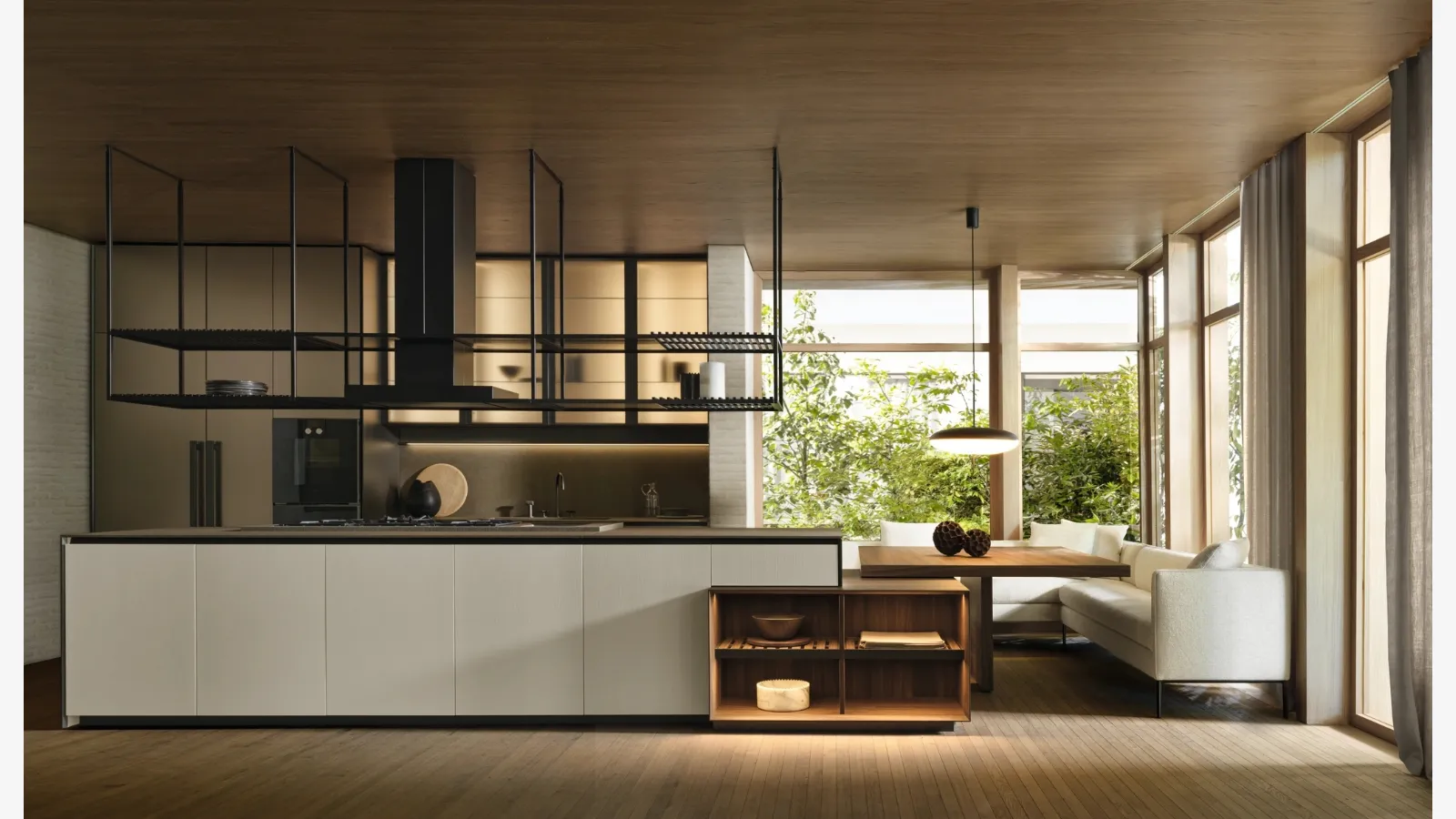 Prime Design Kitchen with Island in Peltro Lacquered by Molteni & C