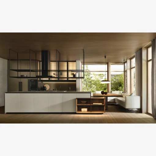 Prime Design Kitchen with Island in Peltro Lacquered by Molteni & C