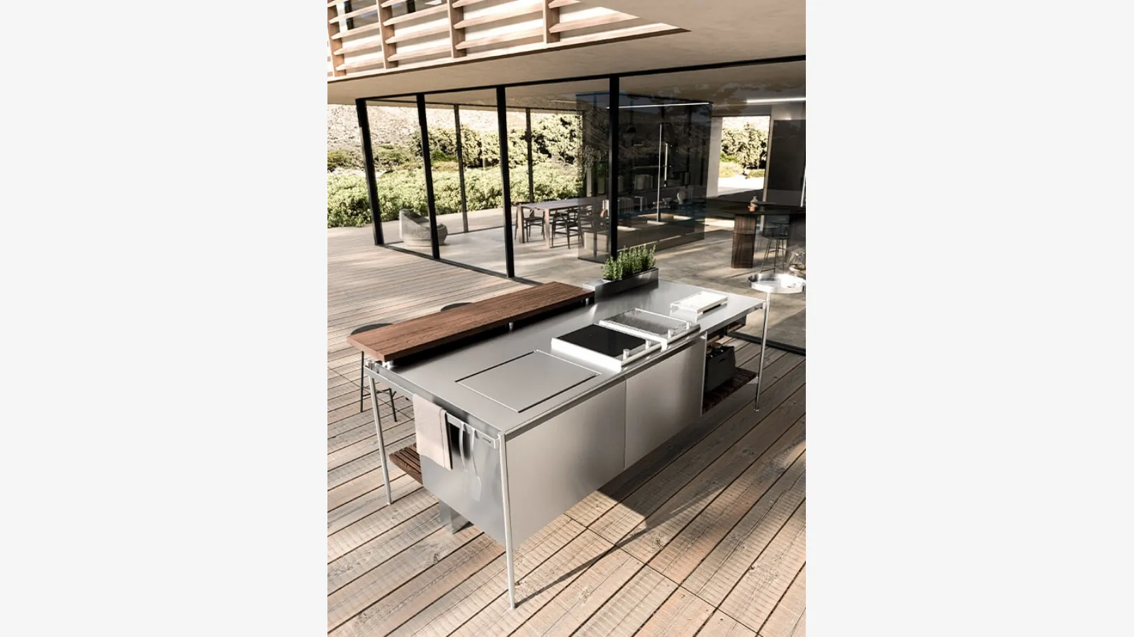 Outdoor Solaria Kitchen Island Monobloc by Arrital Design