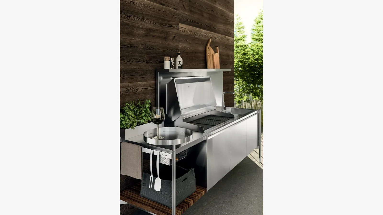Outdoor Solaria Linear Monoblock Kitchen Design by Arrital