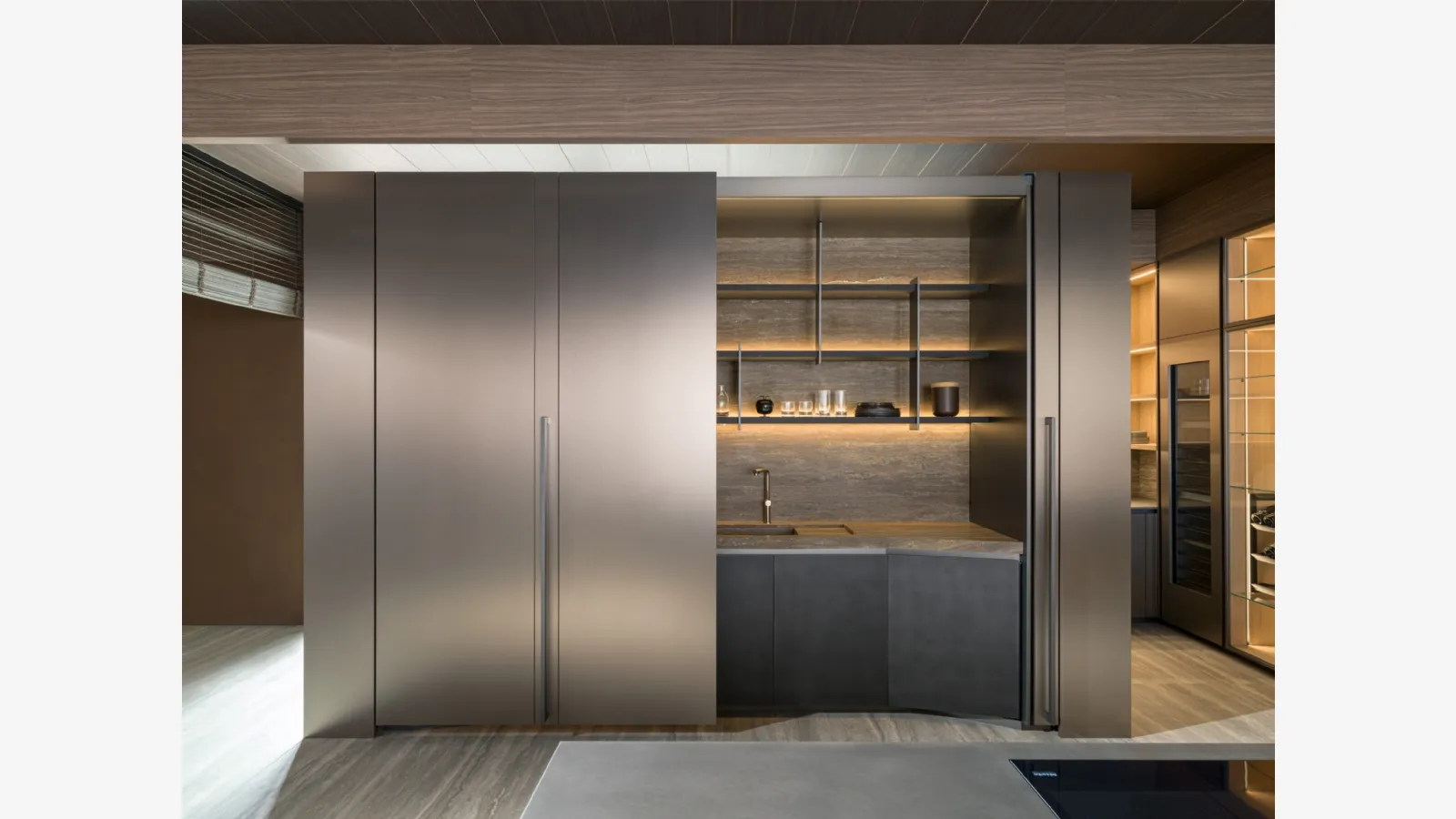 Tivalì 2|0 Design Kitchen By Yabu Pushelberg in Anthracite Lacquer by Molteni & C