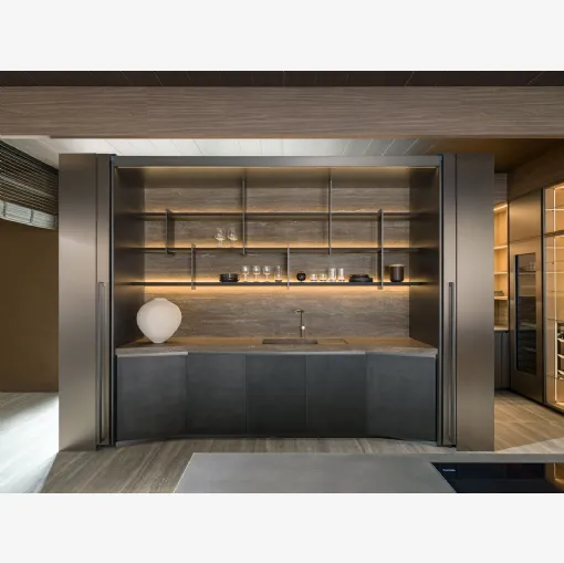 Tivalì 2|0 Design Kitchen By Yabu Pushelberg in Anthracite Lacquer by Molteni & C