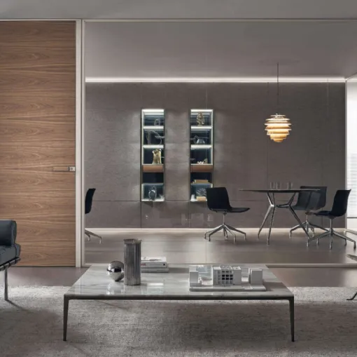 Mobile office Modulor in Fog fabric by Rimadesio