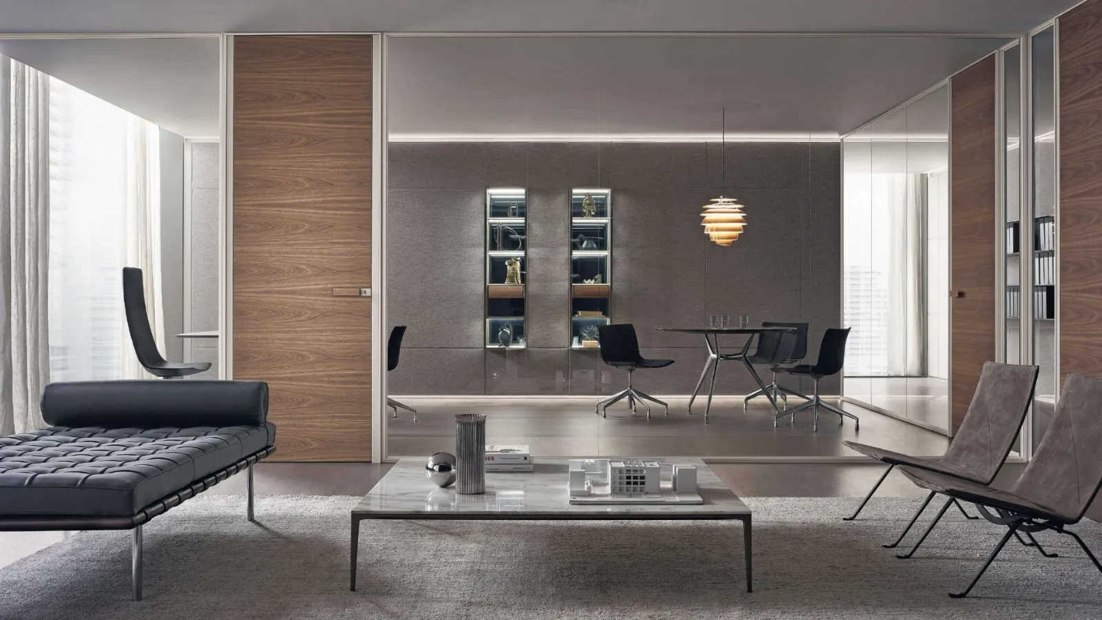 Mobile office Modulor in Fog fabric by Rimadesio