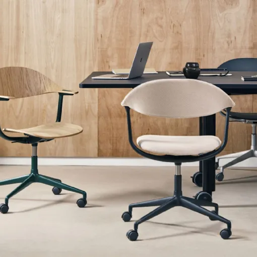Mynt operational chair made of fabric, wood or plastic by Vitra.