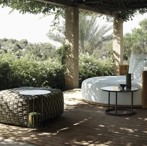 Hyde fabric pouf by Molteni & C